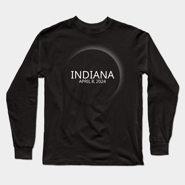 Total Solar Eclipse 2024 Indiana Long Sleeve T-Shirt by Bouteeqify